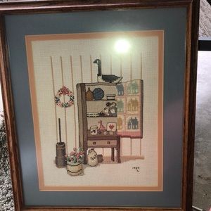 Vintage handmade counted cross stitch picture